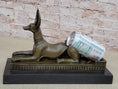Load image into Gallery viewer, Anubis Jackal Dog Egyptian Decor God Mythology Bronze Sculpture Statue Figure on Marble Base
