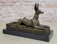 Load image into Gallery viewer, Anubis Jackal Dog Egyptian Decor God Mythology Bronze Sculpture Statue Figure on Marble Base
