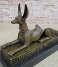 Load image into Gallery viewer, Anubis Jackal Dog Egyptian Decor God Mythology Bronze Sculpture Statue Figure on Marble Base
