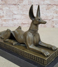 Load image into Gallery viewer, Anubis Jackal Dog Egyptian Decor God Mythology Bronze Sculpture Statue Figure on Marble Base
