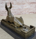 Load image into Gallery viewer, Anubis Jackal Dog Egyptian Decor God Mythology Bronze Sculpture Statue Figure on Marble Base

