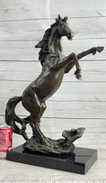 Load image into Gallery viewer, Rearing Wild Stallion Horse Bronze Statue Sculpture Figure Equestrian Horses Decor Signed Art
