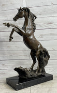 Load image into Gallery viewer, Rearing Wild Stallion Horse Bronze Statue Sculpture Figure Equestrian Horses Decor Signed Art
