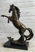 Load image into Gallery viewer, Rearing Wild Stallion Horse Bronze Statue Sculpture Figure Equestrian Horses Decor Signed Art
