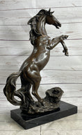 Load image into Gallery viewer, Rearing Wild Stallion Horse Bronze Statue Sculpture Figure Equestrian Horses Decor Signed Art
