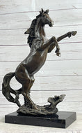 Load image into Gallery viewer, Rearing Wild Stallion Horse Bronze Statue Sculpture Figure Equestrian Horses Decor Signed Art
