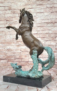 Load image into Gallery viewer, Rearing Horse on Hind Legs Bronze Statue Sculpture w/ Blue Green Patina Original Art
