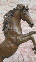 Load image into Gallery viewer, Rearing Horse on Hind Legs Bronze Statue Sculpture w/ Blue Green Patina Original Art

