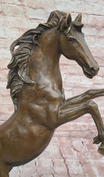 Rearing Horse on Hind Legs Bronze Statue Sculpture w/ Blue Green Patina Original Art