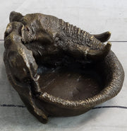 Bronze Metal Elephant Ashtray Dish Original Handmade Art by Milo