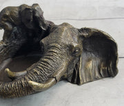 Bronze Metal Elephant Ashtray Dish Original Handmade Art by Milo