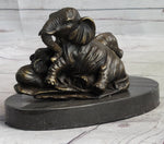 Miniature Bronze Sculpture Statue Elephant Family Figure Collectible 12