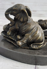 Miniature Bronze Sculpture Statue Elephant Family Figure Collectible 12