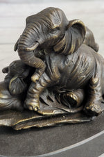Miniature Bronze Sculpture Statue Elephant Family Figure Collectible 12