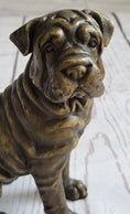 Load image into Gallery viewer, Shar Pei Wrinkly Puppy Dog Bronze Metal Figure Figurine Sculpture Signed Art 6.5" x 6"
