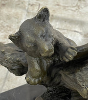 Male Lion w/ Cub Bronze Statue Sculpture Figure Barye Decor 14