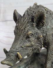 Art Deco HotCast Wild Pig Boar Farm Bronze Animal Statue Sculpture Figurine Gift