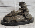 Load image into Gallery viewer, Lion Tiger & Cub Bronze Statue Sculpture Wildlife Figure Decor Handmade Art
