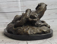 Load image into Gallery viewer, Lion Tiger & Cub Bronze Statue Sculpture Wildlife Figure Decor Handmade Art
