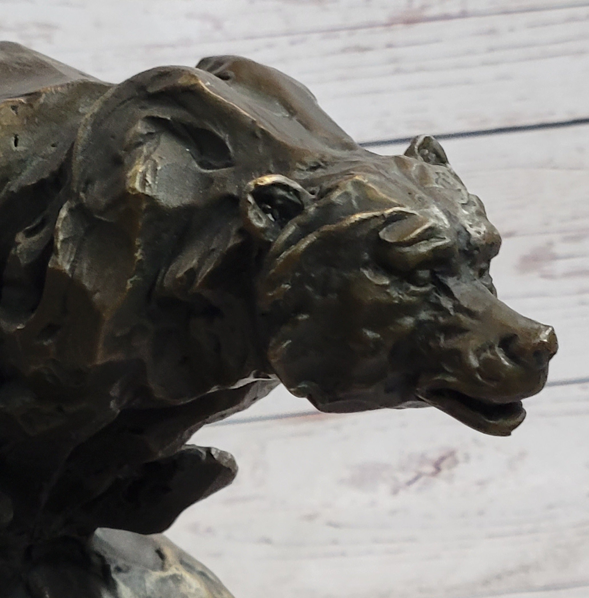 Elk Reindeer Caribou vs. Bear Bronze Sculpture Statue Wildlife Original Art Decor