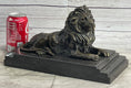 Load image into Gallery viewer, Male Guardian Lion Bronze Statue Sculpture Figure Marble Base Antoine Barye 7" x 12"
