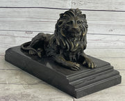 Male Guardian Lion Bronze Statue Sculpture Figure Marble Base Antoine Barye 7