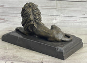Male Guardian Lion Bronze Statue Sculpture Figure Marble Base Antoine Barye 7