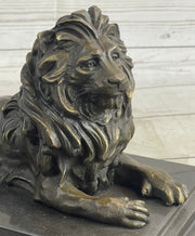 Male Guardian Lion Bronze Statue Sculpture Figure Marble Base Antoine Barye 7