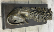 Male Guardian Lion Bronze Statue Sculpture Figure Marble Base Antoine Barye 7