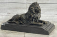 Load image into Gallery viewer, Male Guardian Lion Bronze Statue Sculpture Figure Marble Base Antoine Barye 7" x 12"
