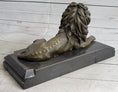 Load image into Gallery viewer, Antoine Barye Recumbent Guardian Lion – Classic Bronze Sculpture on Marble Base
