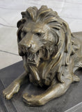 Load image into Gallery viewer, Antoine Barye Recumbent Guardian Lion – Classic Bronze Sculpture on Marble Base
