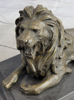 Antoine Barye Recumbent Guardian Lion – Classic Bronze Sculpture on Marble Base