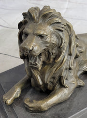 Antoine Barye Recumbent Guardian Lion – Classic Bronze Sculpture on Marble Base