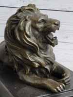 Antoine Barye Recumbent Guardian Lion – Classic Bronze Sculpture on Marble Base