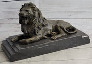 Antoine Barye Recumbent Guardian Lion – Classic Bronze Sculpture on Marble Base