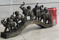 Load image into Gallery viewer, Elephants Crossing Bridge Carrying Money Fortune Lucky Bronze Sculpture Statue Art Decor
