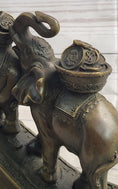 Load image into Gallery viewer, Elephants Crossing Bridge Carrying Money Fortune Lucky Bronze Sculpture Statue Art Decor

