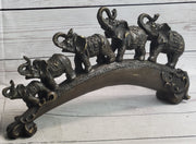 Pride of Elephants on a Bridge Bronze Metal Statue Sculpture Figures Original Art