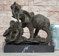 Load image into Gallery viewer, Mother Elephant & Calf Bronze Statue Sculpture Figure on Marble Base Barye
