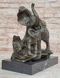 Load image into Gallery viewer, Mother Elephant & Calf Bronze Statue Sculpture Figure on Marble Base Barye
