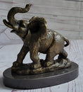 Load image into Gallery viewer, Trumpeting Elephant Trunk in the Air Bronze Metal Sculpture Statue Figure on Marble Base 7" x 8"
