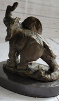 Load image into Gallery viewer, Trumpeting Elephant Trunk in the Air Bronze Metal Sculpture Statue Figure on Marble Base 7" x 8"
