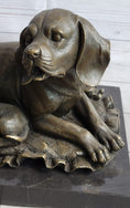 Load image into Gallery viewer, Mother Dog and 2 Puppies Bronze Sculpture Statue Pet Decor Signed Art Marble Base

