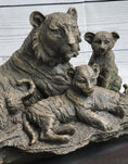 Load image into Gallery viewer, Tiger Family Cubs Asian Wildlife Bronze Sculpture Statue Figure Signed Art Marble Base
