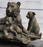 Tiger Family Cubs Asian Wildlife Bronze Sculpture Statue Figure Signed Art Marble Base