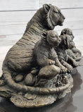 Load image into Gallery viewer, Tiger Family Cubs Asian Wildlife Bronze Sculpture Statue Figure Signed Art Marble Base
