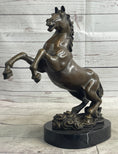 Load image into Gallery viewer, Rearing Horse Trainer Equestrian Artwork Art Bronze on Marble Statue Sculpture
