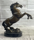 Load image into Gallery viewer, Rearing Horse Trainer Equestrian Artwork Art Bronze on Marble Statue Sculpture
