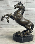 Load image into Gallery viewer, Rearing Horse Trainer Equestrian Artwork Art Bronze on Marble Statue Sculpture
